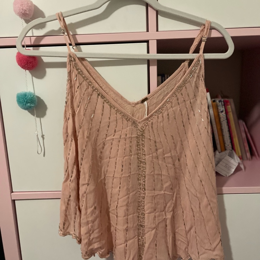 Free People Blouse || Peach with silver details